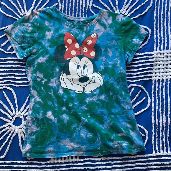 Disney Reworked Dyed Minnie Mouse Graphic Tee Slim Fit XL Blue Green - Picture 5 of 9